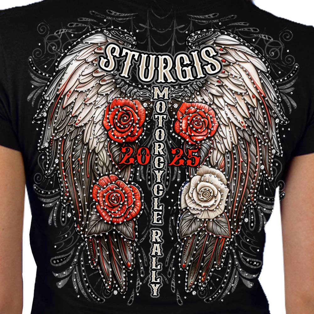 2025 Sturgis Motorcycle Rally Wings Ladies Tee