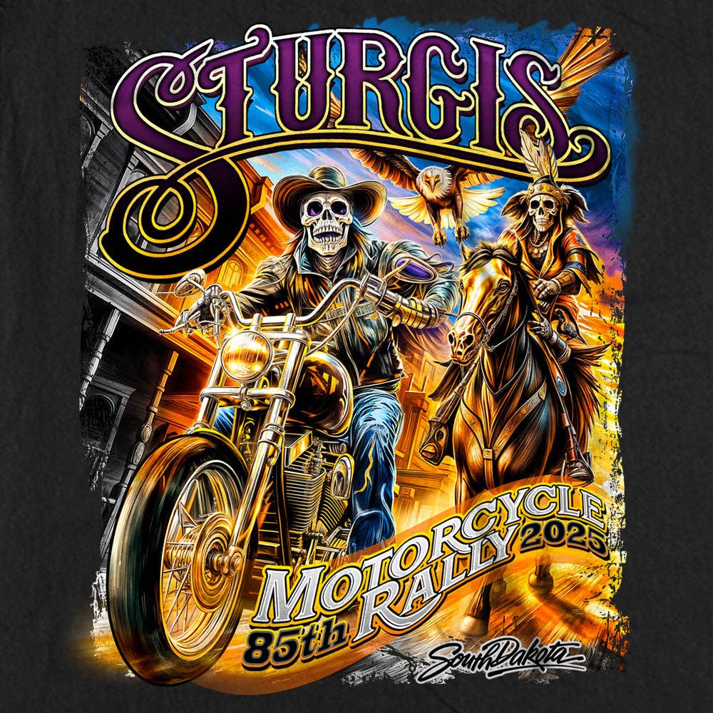 2025 Sturgis Motorcycle Rally Ghost Rider Black Sleeveless Denim