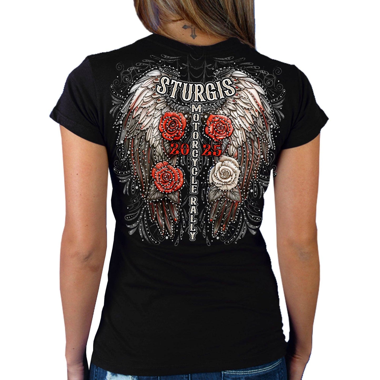 2025 Sturgis Motorcycle Rally Wings Ladies Tee