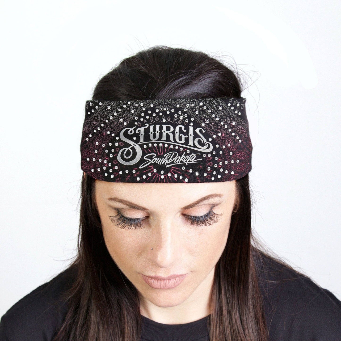Hot Leathers Bling Bands Sturgis Bandana Rhinestone Crystal Headband Wraps RWC2009